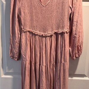 Chic Long Sleeve Pink Dress